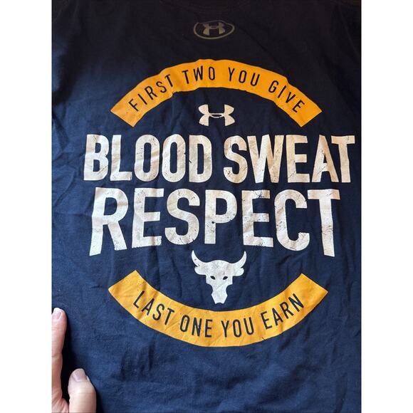 Under Armour Project Rock Shirt Mens XXL Blood Sweat Respect Bull Tee Athletic - Picture 6 of 7